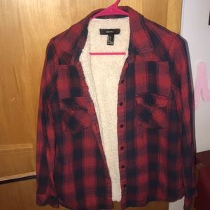 flannel, fuzzy inside